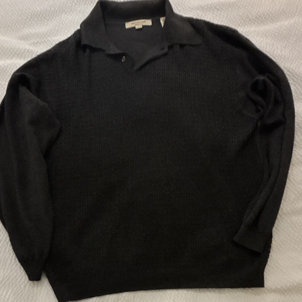 XL 54 charcoal gray Pronto Uomo knit polo sweater. Made In Italy